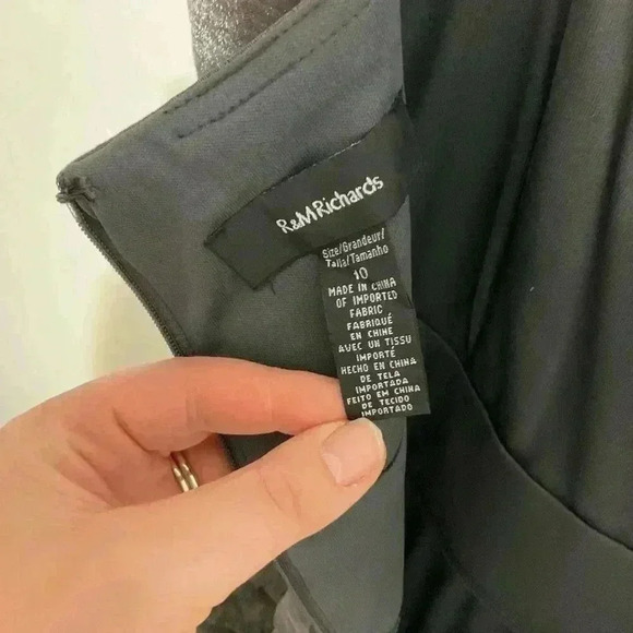 R&M Richards Tiered Embellished Dress Dark Gray Metallic Tank Dress back zip and - Picture 6 of 8